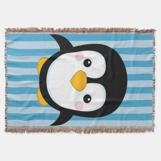 Niedliches Cartoonpenguin-Entwurfs-blaue Decke (Vorderseite)