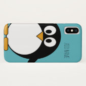Niedliches Cartoonpenguin-Name-Blau Case-Mate iPhone Hülle (Rückseite (Horizontal))
