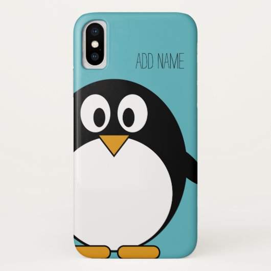 Niedliches Cartoonpenguin-Name-Blau Case-Mate iPhone Hülle (Rückseite)