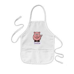 Niedliches Cartoonschwein personalisiert mit Kinderschürze