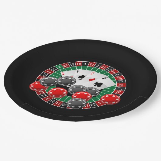 Niedliches Casino Spielen Party Pappteller (Schrägansicht)