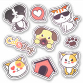 Niedliches Cat and Dog Fun Variation Sticker Pack (Vorderseite)