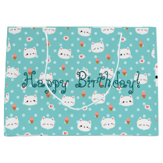 Niedliches Cat and Ice Creme Musterpapier Medi Große Geschenktüte