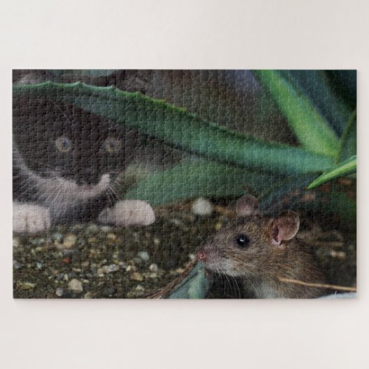 Niedliches Cat and Mouse Jigsaw Puzzle (Horizontal)