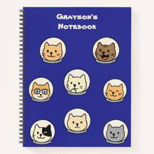 Niedliches Cat Astronaut Personalisiert School Not Notizblock