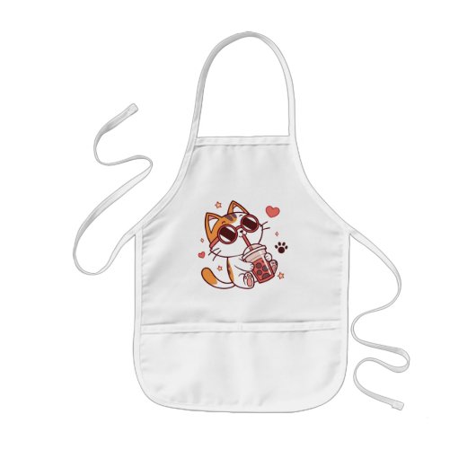 Niedliches Cat Boba Tee Schürze - Fun Kitchen Gesc (Vorne)