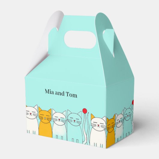 Niedliches Cat Couple Gastgeschenk Box - Custom Fe Geschenkschachtel (Rückseite)