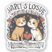 Niedliches Cat Couple Romantic Winking Kitty Liebe Aufkleber (Vorderseite)
