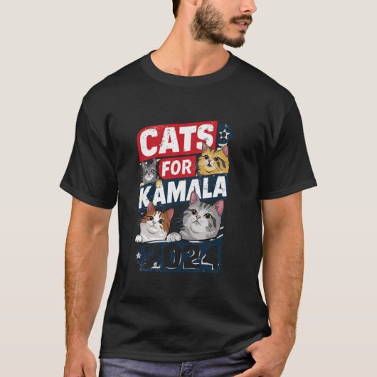 Niedliches Cat Design für Kamala Cat Childless Lad T-Shirt (Vorderseite)