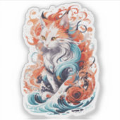 Niedliches Cat-Design im neo-traditionellen Stil Aufkleber (Vorderseite)