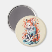 Niedliches Cat-Design im neo-traditionellen Stil Magnet (Vorderseite/Rückseite)