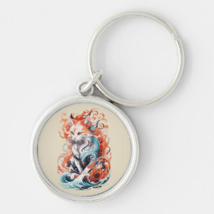 Niedliches Cat-Design im neo-traditionellen Stil Schlüsselanhänger