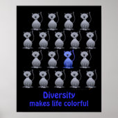 Niedliches Cat Diversity Poster für Kinder Motivie (Vorne)