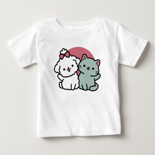 Niedliches Cat & Dog "Fur-Real Friends Forever"-De Baby T-shirt (Vorderseite)