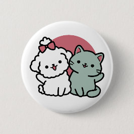 Niedliches Cat & Dog "Fur-Real Friends Forever"-De Button