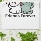 Niedliches Cat & Dog "Fur-Real Friends Forever"-De Geschirrtuch (Gefaltet)