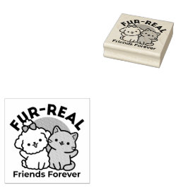 Niedliches Cat & Dog "Fur-Real Friends Forever"-De Gummistempel