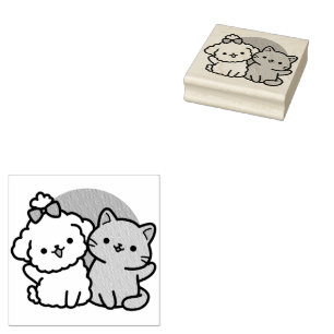 Niedliches Cat & Dog "Fur-Real Friends Forever"-De Gummistempel