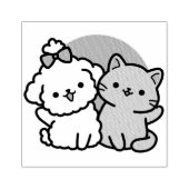 Niedliches Cat & Dog "Fur-Real Friends Forever"-De Gummistempel (Prägung)