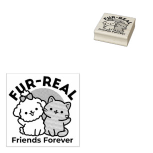 Niedliches Cat & Dog "Fur-Real Friends Forever"-De Gummistempel