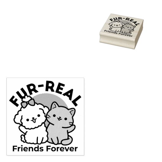 Niedliches Cat & Dog "Fur-Real Friends Forever"-De Gummistempel (Stempel)