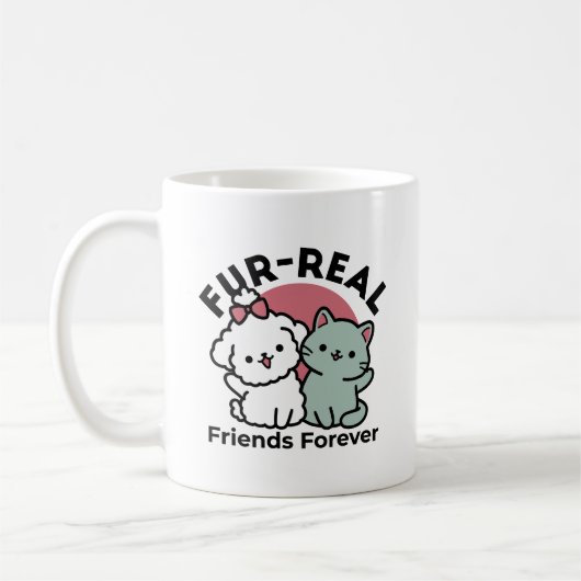 Niedliches Cat & Dog "Fur-Real Friends Forever"-De Kaffeetasse (Links)