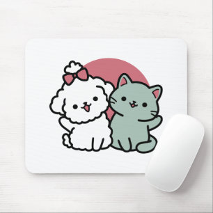 Niedliches Cat & Dog "Fur-Real Friends Forever"-De Mousepad