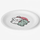 Niedliches Cat & Dog "Fur-Real Friends Forever"-De Pappteller (Schrägansicht)