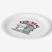 Niedliches Cat & Dog "Fur-Real Friends Forever"-De Pappteller (Schrägansicht)