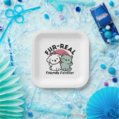 Niedliches Cat & Dog "Fur-Real Friends Forever"-De Pappteller (Party)
