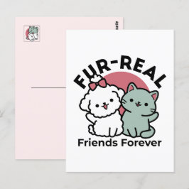 Niedliches Cat & Dog "Fur-Real Friends Forever"-De Postkarte