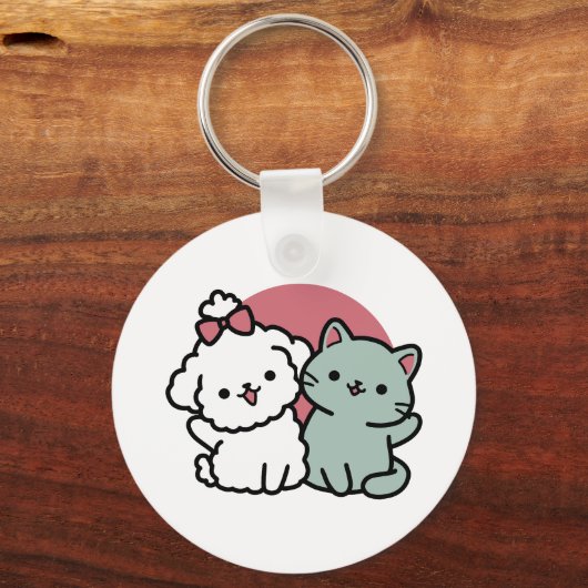 Niedliches Cat & Dog "Fur-Real Friends Forever"-De Schlüsselanhänger (Vorderseite)