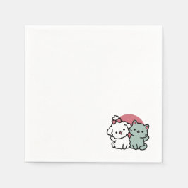 Niedliches Cat & Dog "Fur-Real Friends Forever"-De Serviette