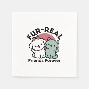 Niedliches Cat & Dog "Fur-Real Friends Forever"-De Serviette