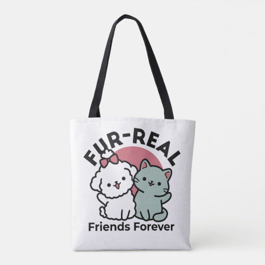 Niedliches Cat & Dog "Fur-Real Friends Forever"-De Tasche (Rückseite)