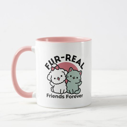Niedliches Cat & Dog "Fur-Real Friends Forever"-De Tasse (Links)