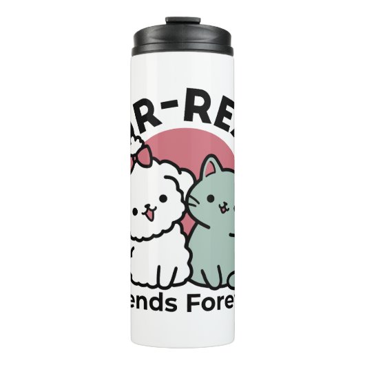 Niedliches Cat & Dog "Fur-Real Friends Forever"-De Thermosbecher (Vorderseite)