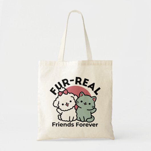 Niedliches Cat & Dog "Fur-Real Friends Forever"-De Tragetasche (Vorne)