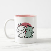 Niedliches Cat & Dog "Fur-Real Friends Forever"-De Zweifarbige Tasse (Links)