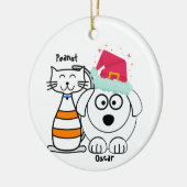 Niedliches Cat & Dog Weihnachten kundenspezifisch Keramik Ornament (Links)