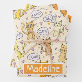 Niedliches Cat Doodles Muster Geschenkpapier Set (Beispiel)