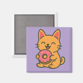 Niedliches Cat Eating Donut - Funny kitchen Magnet (Vorderseite/Rückseite)