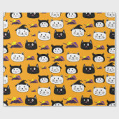 Niedliches Cat Face Halloween-Muster Geschenkpapier (Flach)