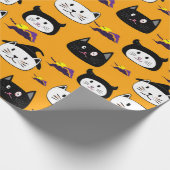 Niedliches Cat Face Halloween-Muster Geschenkpapier (Ecke)