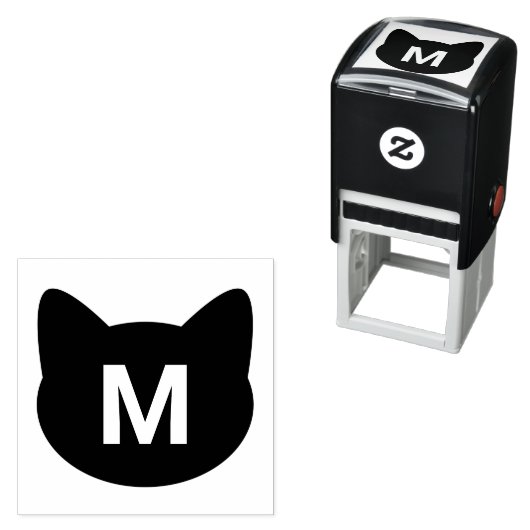 Niedliches Cat-Face-Monogramm Permastempel (Beispiel)