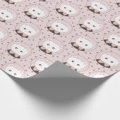 Niedliches Cat Face Pink Dotty Pattern Geschenkpapier (Ecke)