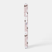 Niedliches Cat Face Pink Dotty Pattern Monogramm iPhone 16 Hülle (Linke Seite)