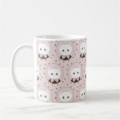 Niedliches Cat Face Pink Dotty Pattern Monogramm Kaffeetasse (Links)