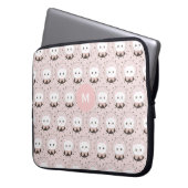 Niedliches Cat Face Pink Dotty Pattern Monogramm Laptopschutzhülle (Vorderseite Links)