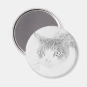 Niedliches Cat Face Sketch Magnet (Vorderseite/Rückseite)